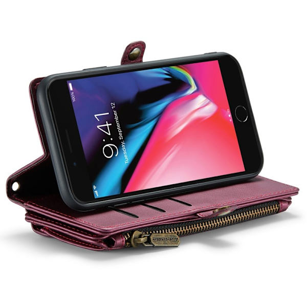 CASEME Plånboksfodral Konstläder för iPhone 6 Plus - Vinröd
