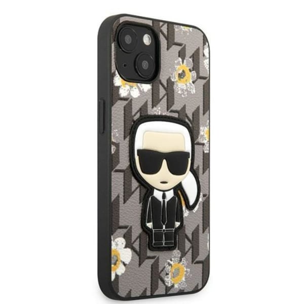 Karl Lagerfeld iPhone 13 mini -kotelo Flower Ikonik Karl - Harmaa