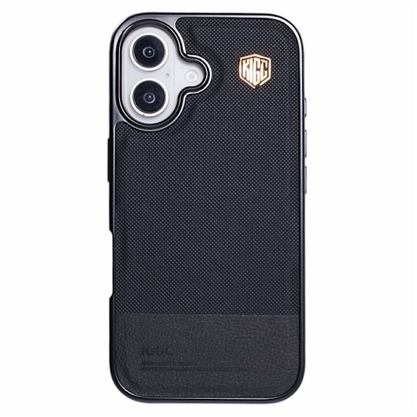 KIGC Mobilskal till iPhone 16 Electroplating PC + TPU + PU Svart