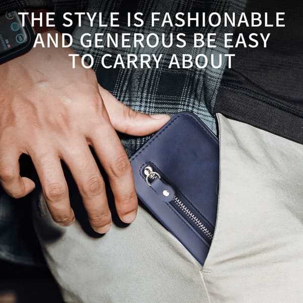 OnePlus 15 5G Plånboksfodral Zipper Pocket Konstläder - Blå Blå