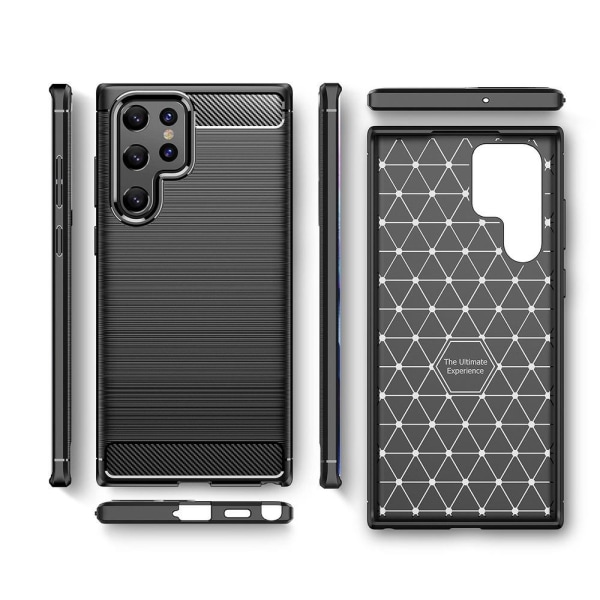 Forcell Carbon kuori Samsung Galaxy S22 Ultra Musta