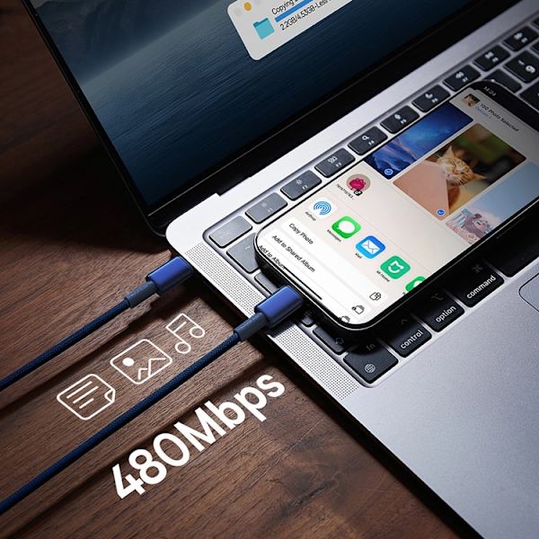 Baseus USB-C till USB-C kabel 100W 1m Tungsten Gold - Marinblå