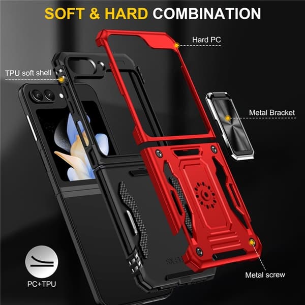 Mobilskal till Galaxy Z Flip7 FE/Z Flip6 Armor Kickstand - Röd Röd