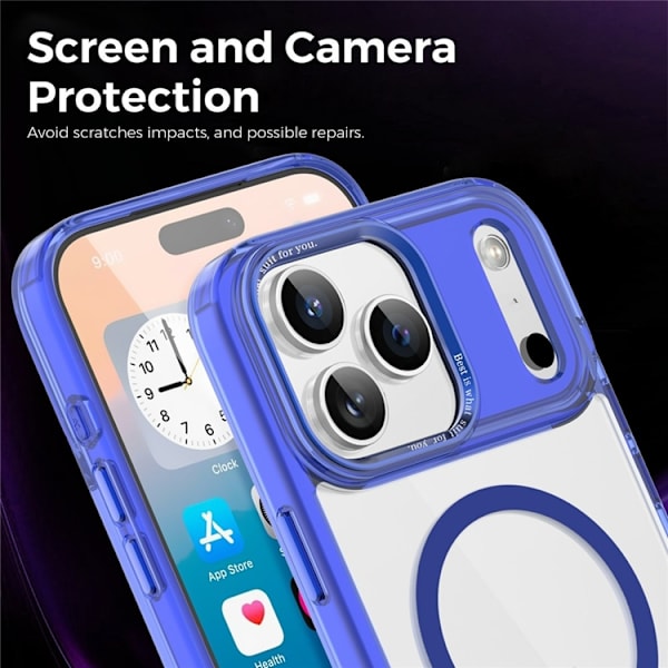Mobilskal till iPhone 17 Pro MagSafe Transparent TPU+PC - Blå Blå