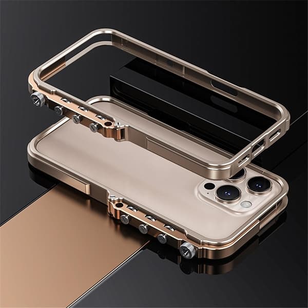 Mobilskal till iPhone 15 Pro Max Bumper Aluminum Metal Frame - Guld Guld