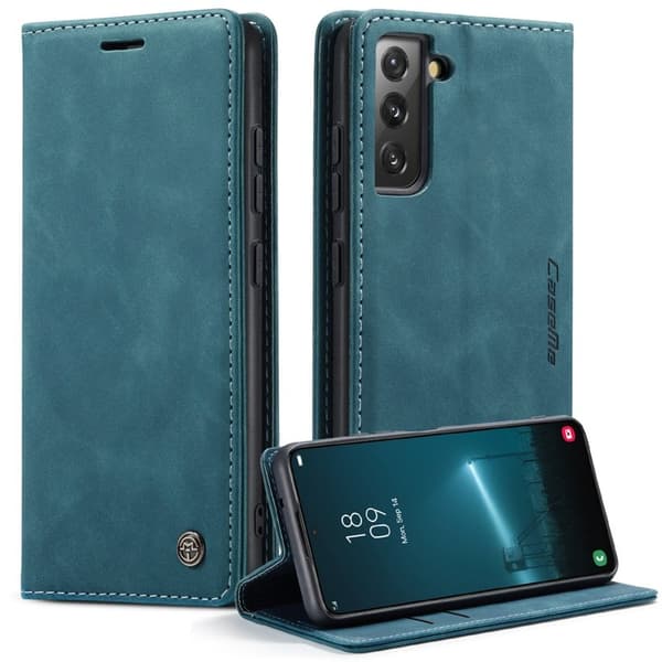 CASEME 013 TPU Plånboksfodral Ställ Design för Samsung Galaxy S22+ - Grön