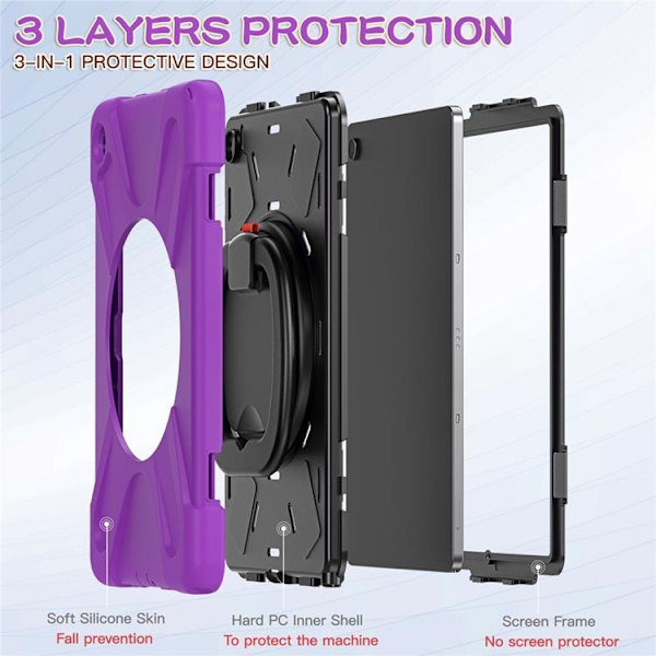 Mobilskal till Galaxy Tab A9 Plus Kickstand Handle Grip - Lila Lila