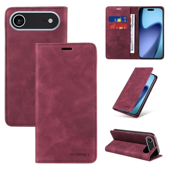 BETOPNICE iPhone Air Plånboksfodral Konstläder - Röd Röd