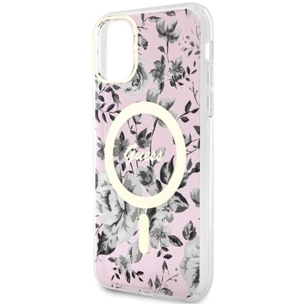 Guess Mobilskal till iPhone 11/XR Magsafe Flower - Rosa Rosa