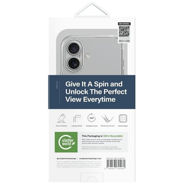 UNIQ Mobilskal till iPhone 16 Swivix 360 Kickstand - Clear Transparent