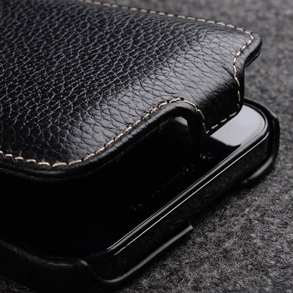 MELKCO Mobilskal till iPhone 13 mini Äkta Läder + PC Vertikal Flip - Grön
