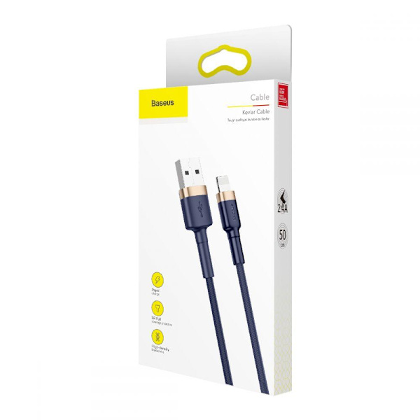BASEUS Cafule Lightning Kabel 200 cm Marinblå / Guld Blå