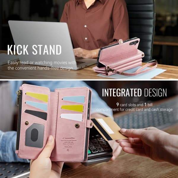 CASEME Konstläder Plånboksfodral för Samsung Galaxy A15 5G - Rosa
