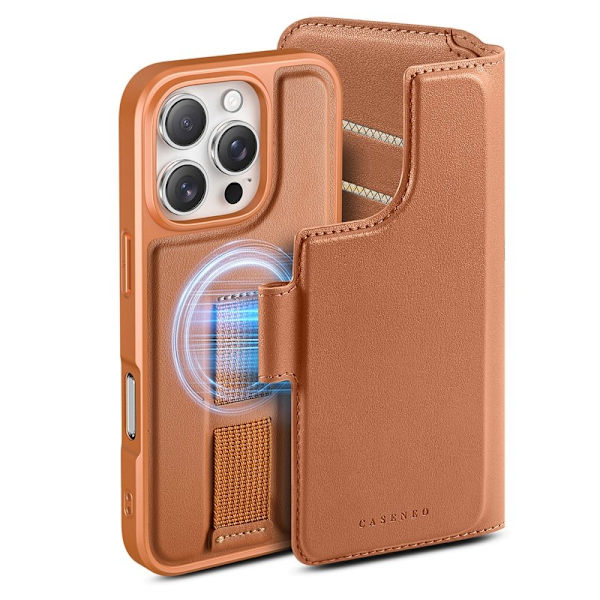 CASENEO iPhone 16 Pro Max Plånboksfodral Konstläder - Brun
