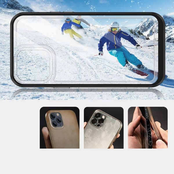 iPhone 12 Pro Max -kuori Clear 3in1 - Musta Black
