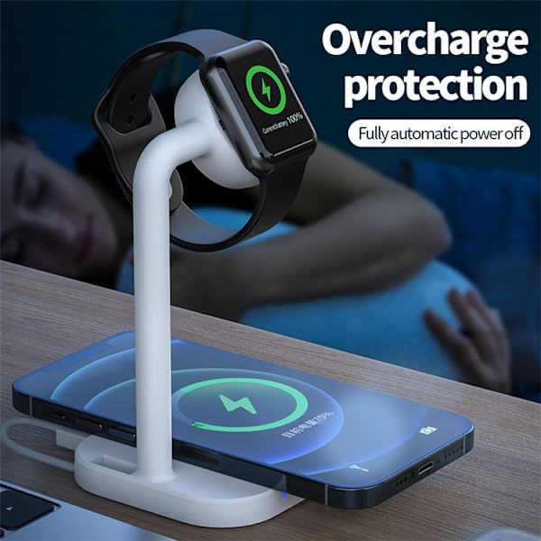 Trådlös Laddare Magnetic För iPhoneApple Watch - Vit Vit