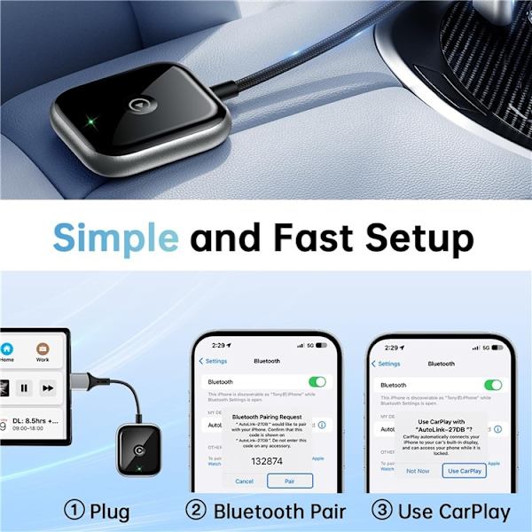 CarPlay Trådbunden Trådlös Adapter Dongle - Svart