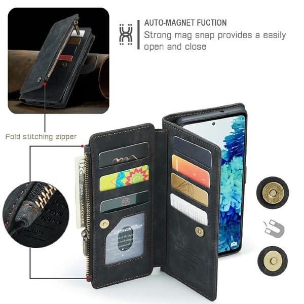 CASEME Konstläder Plånboksfodral för Samsung Galaxy S20 FE - Svart