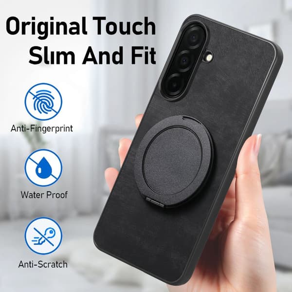 Mobilskal för Samsung Galaxy S26 Plus Konstläder Kickstand - Svart