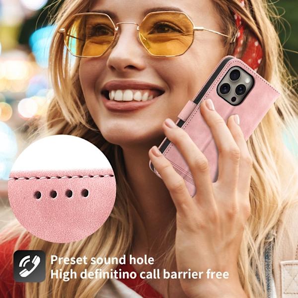 DIERFENG DF-03 iPhone 16 Pro Max Plånboksfodral Konstläder - Rosa