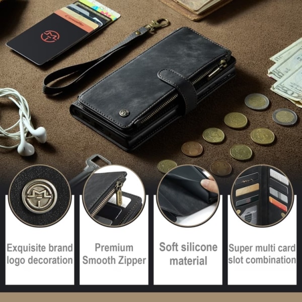 Caseme Google Pixel 8 Pro Wallet Case vetoketju - musta