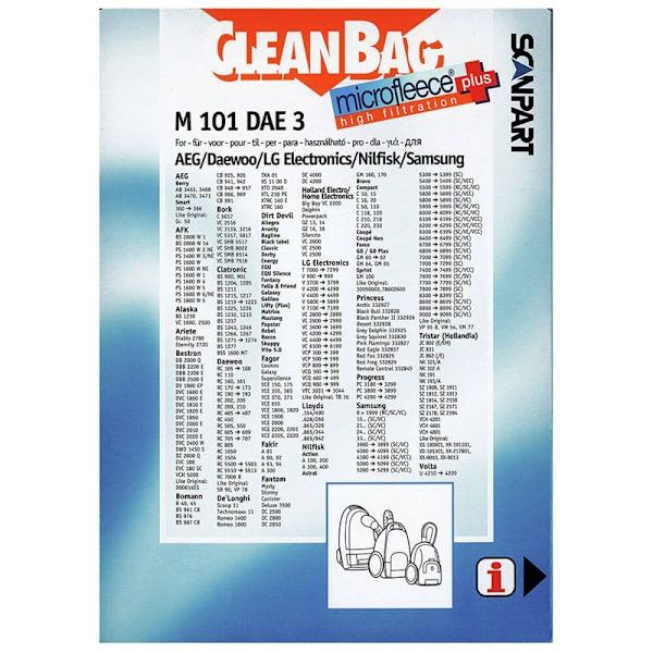 CLEANBAG Microfleece+ Dammsugarpåse Gr.50/VM77/VP78 4+1