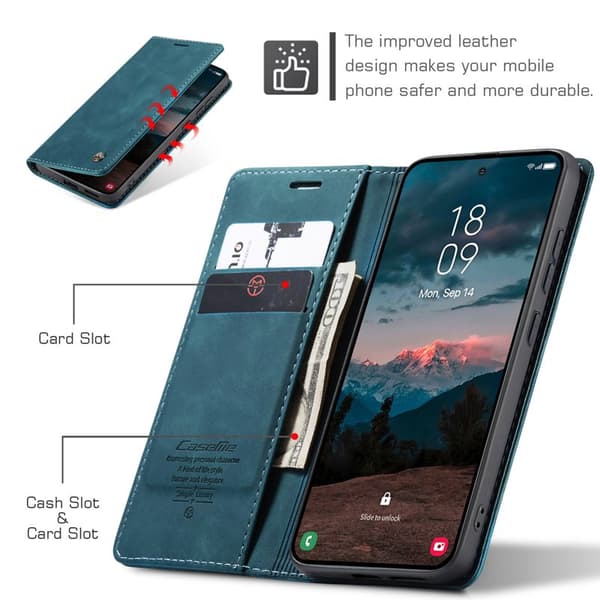 CaseMe Plånboksfodral för Samsung Galaxy S26 Konstläder Ställ - Blå