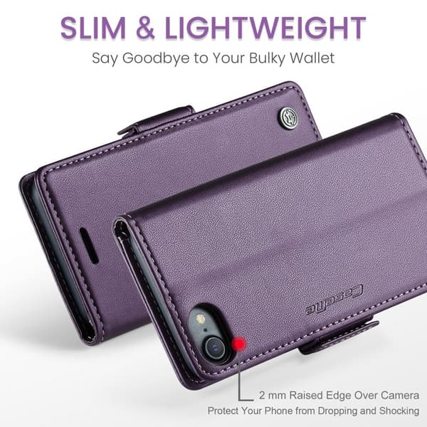 CASEME Litchi Texture Plånboksfodral Konstläder iPhone 6/7/8/SE Lila