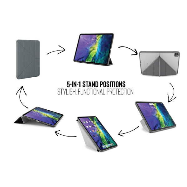 Pipetto iPad Pro 2020 11-tums TPU Origami fodra - Mörkgrå grå