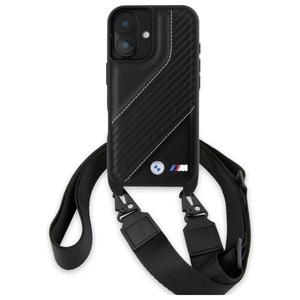 BMW Mobilskal till iPhone 16 Plus Carbon Stripe & Strap - Svart Svart