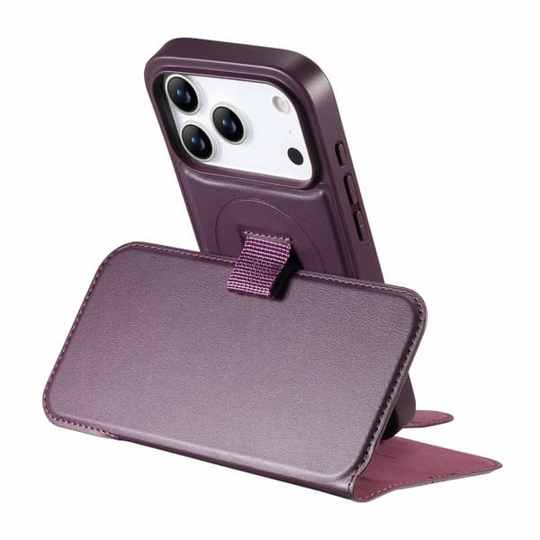 CASENEO iPhone 17 Pro Plånboksfodral Magnetiskt RFID-Skydd Konstläder - Lila
