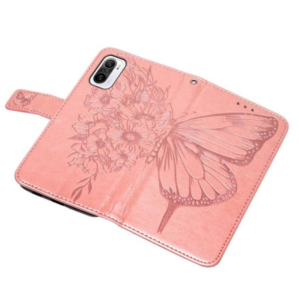Butterfly Flower painettu lompakkokotelo Xiaomi 12 Pro - Pink G