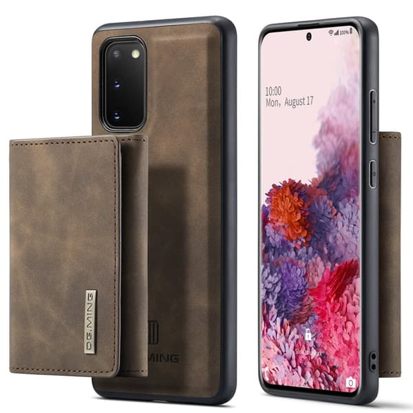 DG.MING 2-in-1 Plånboksfodral med Magnet för Samsung S20 - Brun