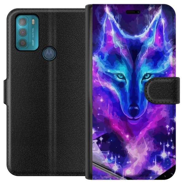 Pung Taske til Motorola Moto G50 med Neon Wolf