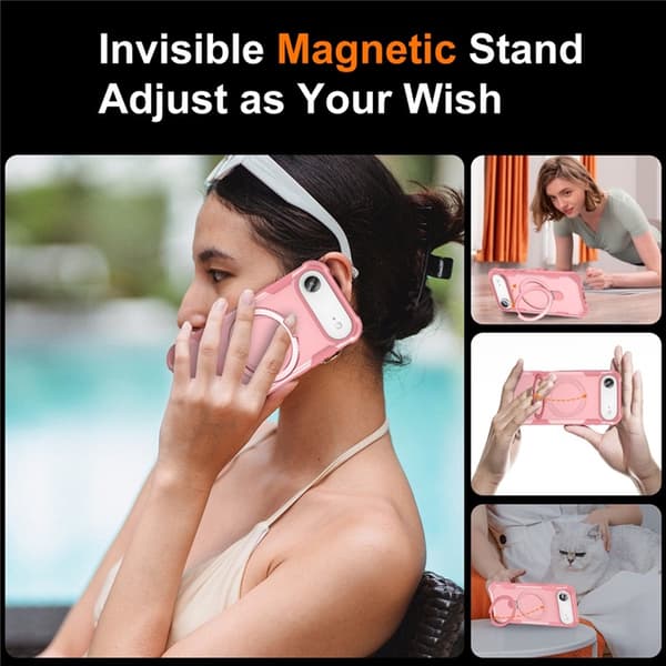 Mobilskal till iPhone Air MagSafe Kickstand Shockproof - Rosa Rosa