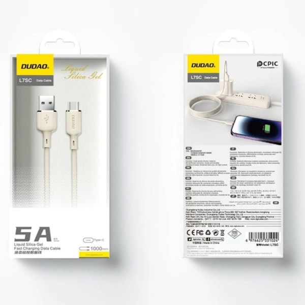 Dudao USB-C till USB-A kabel 1m - Beige Beige