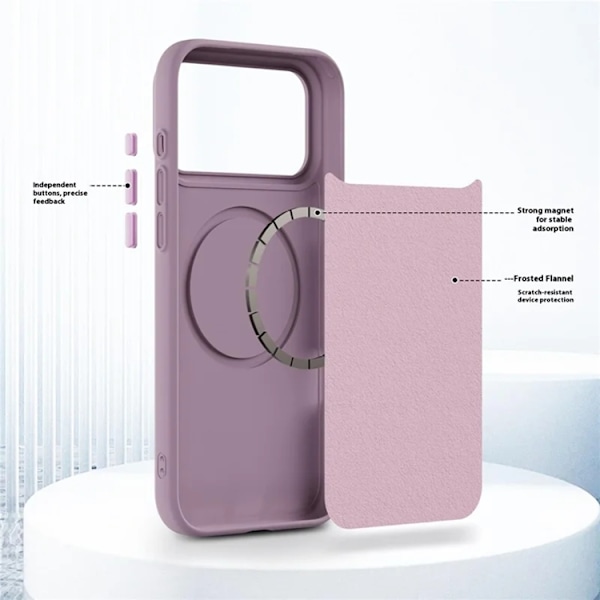 Mobilskal till iPhone 17 Pro Magsafe Litchi Pattern - Vit Vit