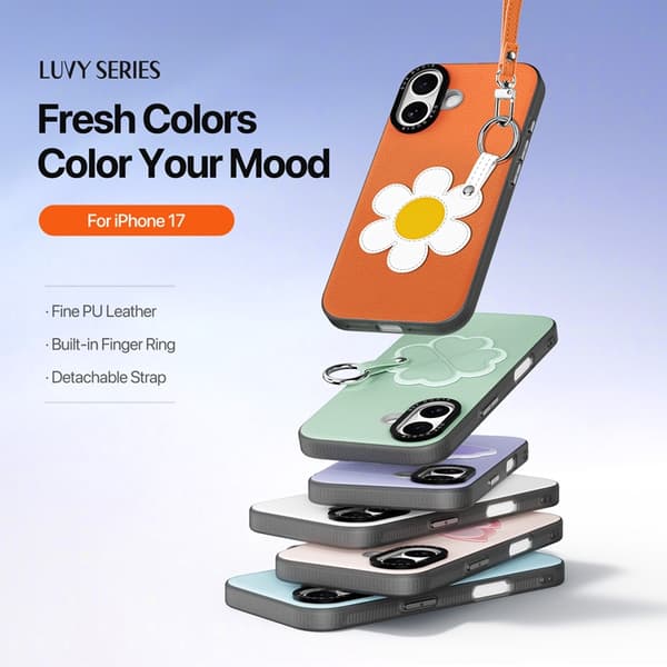 DUX DUCIS Mobilskal till iPhone 17 med Fingerring/Rem Luvy Series Orange