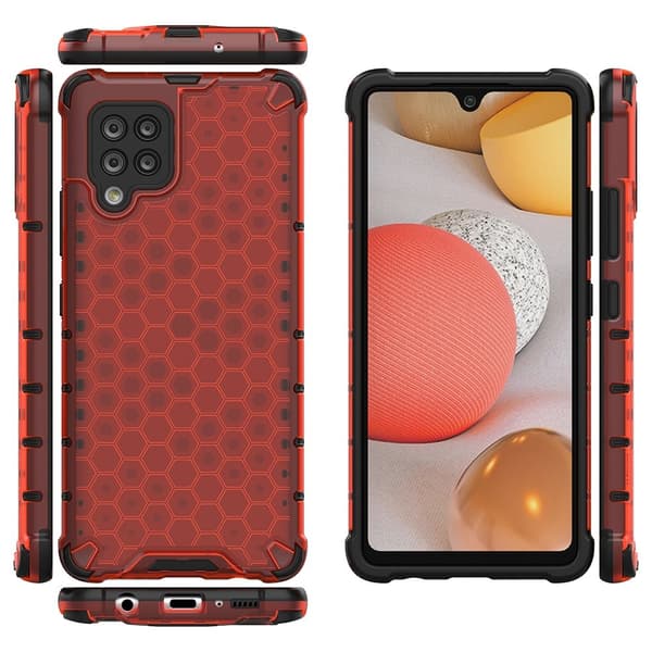 Honeycomb Armor Kofangerdæksel Galaxy A42 5g - Rød Red
