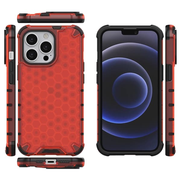 Telefontaske til iPhone 13 Pro Honeycomb Armor - Rød Röd