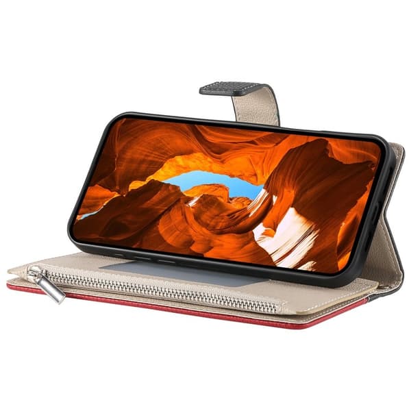 Samsung Galaxy S26 Edge Plånboksfodral Dragkedja Konstläder Flip - Svart
