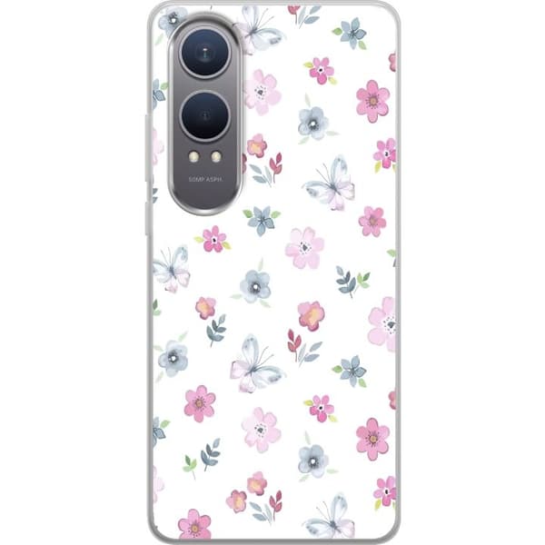 Taske til OnePlus Nord CE4 Lite med blomster og sommerfugle
