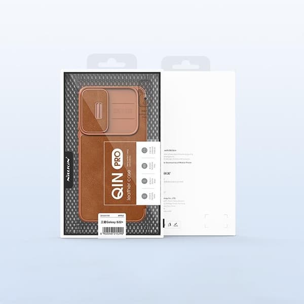 Nillkin Galaxy S22 Plus Plånboksfodral Qin Läder Pro Holster Flip - Brun Brun