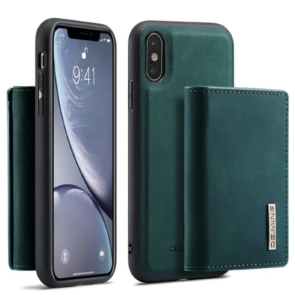 DG.MING M1 Series Mobilskal i Konstläder för iPhone XS Max - Grön