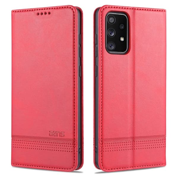 AZNS Samsung Galaxy A72 Plånboksfodral Konstläder - Röd