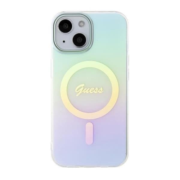 Guess Mobilskal till iPhone 15 Plus Magsafe IML Iridescent - Turquoise Turkos