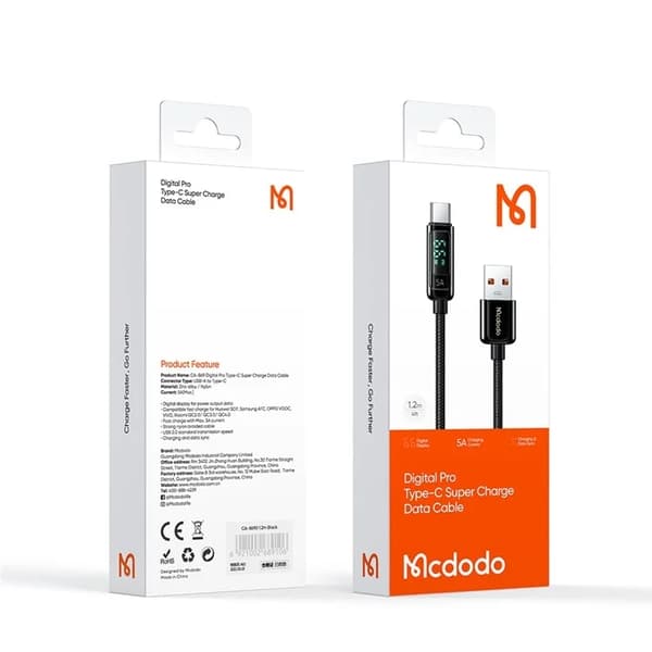 MCDODO USB-A - USB-C Kabel 1.2m CA-869 MDD - Svart Svart