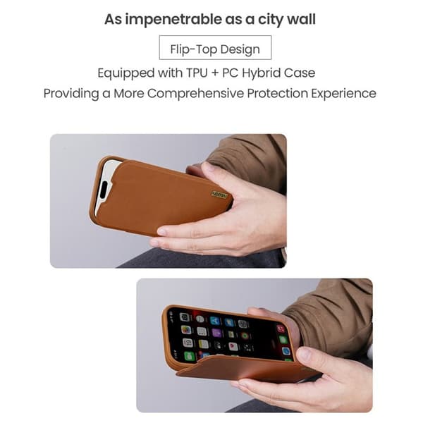 NILLKIN Qin Pro Series Mobilskal till iPhone 17 Pro Max Läder Brun