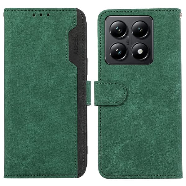 ABEEL Xiaomi 14T Pro Plånboksfodral Splicing Konstläder RFID-Skydd Grön