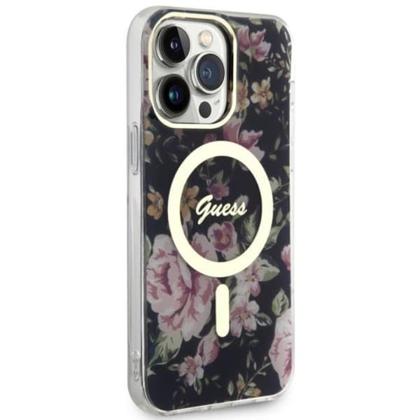 Guess Mobilskal till iPhone 14 Pro Max MagSafe Flower - Svart Svart